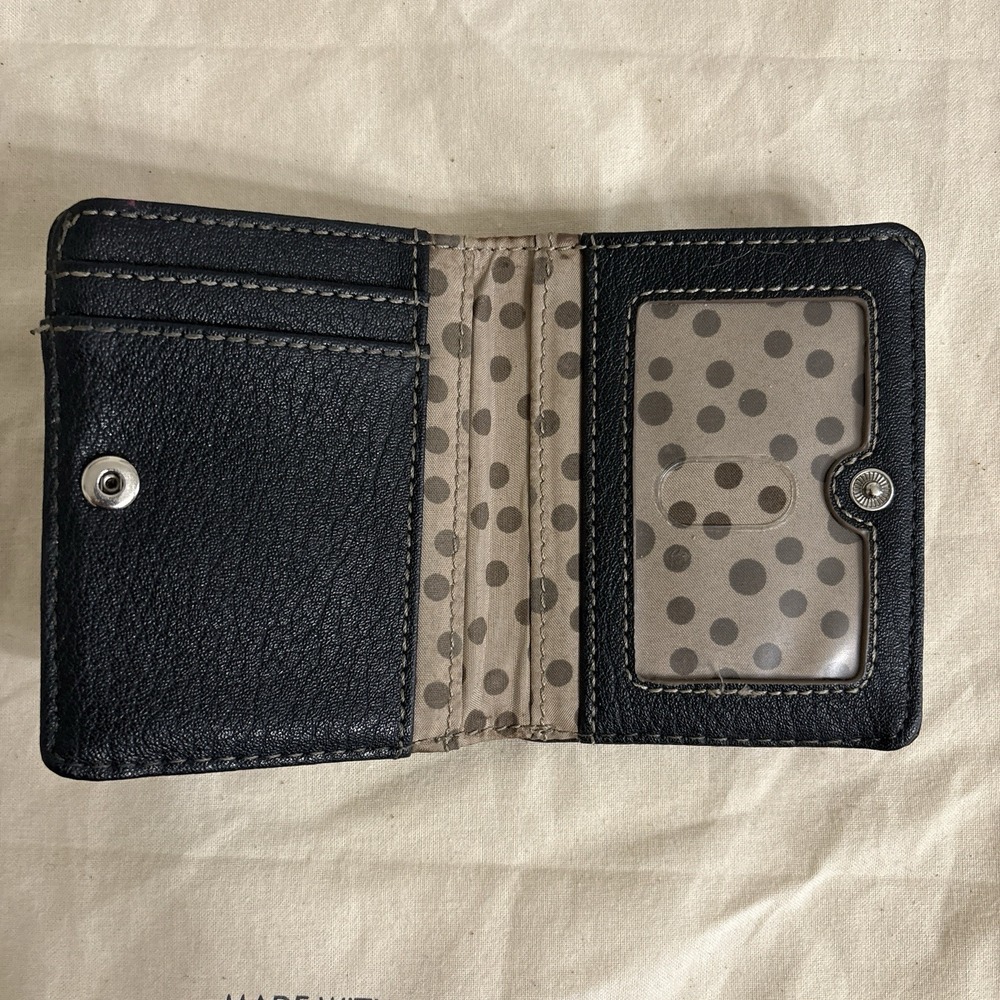 Relic Fossil Bifold Wallet Black Pebbled Faux Leather Coins Compartment Snap - Picture 4 of 7